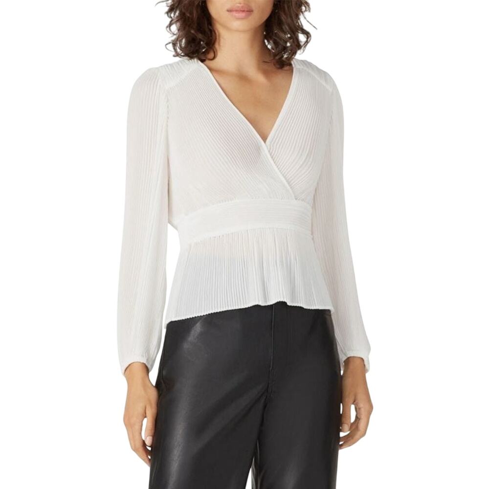 THE KOOPLES Silk Plissé Blouse White 2/Medium*